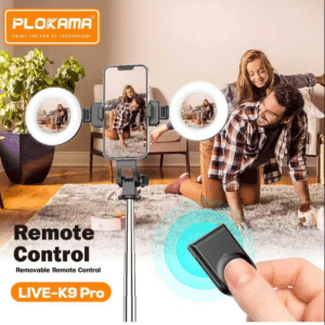 Plokama 170cm Ultra Long Selfie Stick Quad-Pod Tripod with Double LED Ring Lights Broadcast Stand | Flare Gadgets